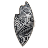 Sterling Silver Elongated Fordite Adjustable Ring